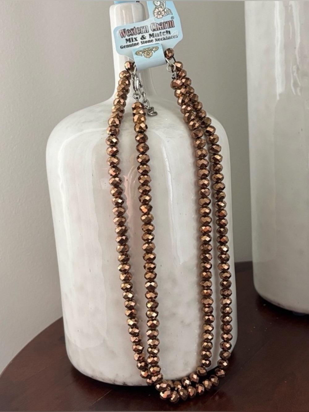 Western Charm Mix & Match,Fire Polished Copper Czech Glass Beads necklace,claw